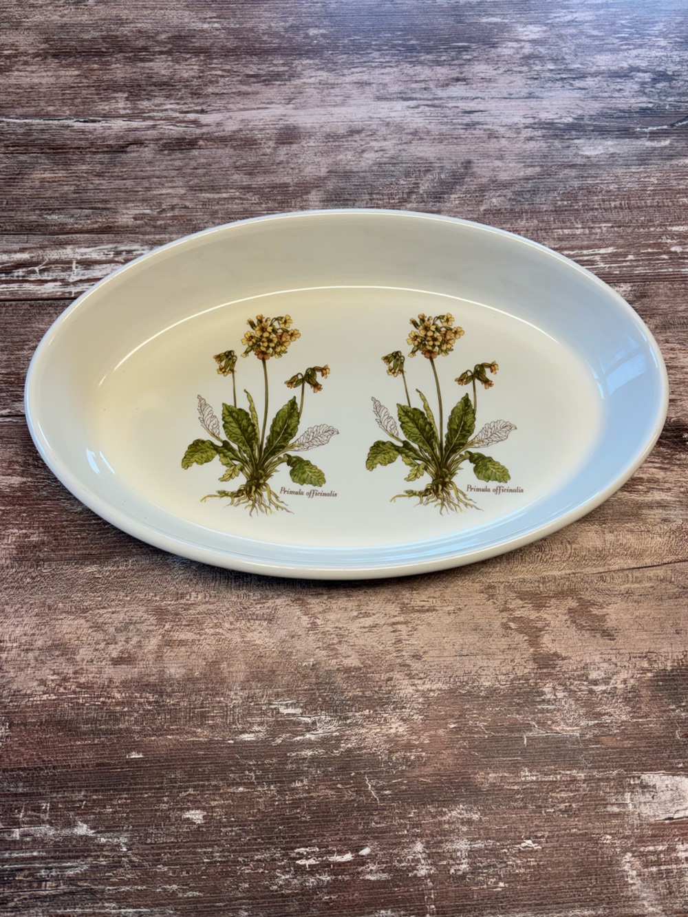Portmeirion Floral Oval Serving Platter Vintage Baking Dish Primula Officinalis